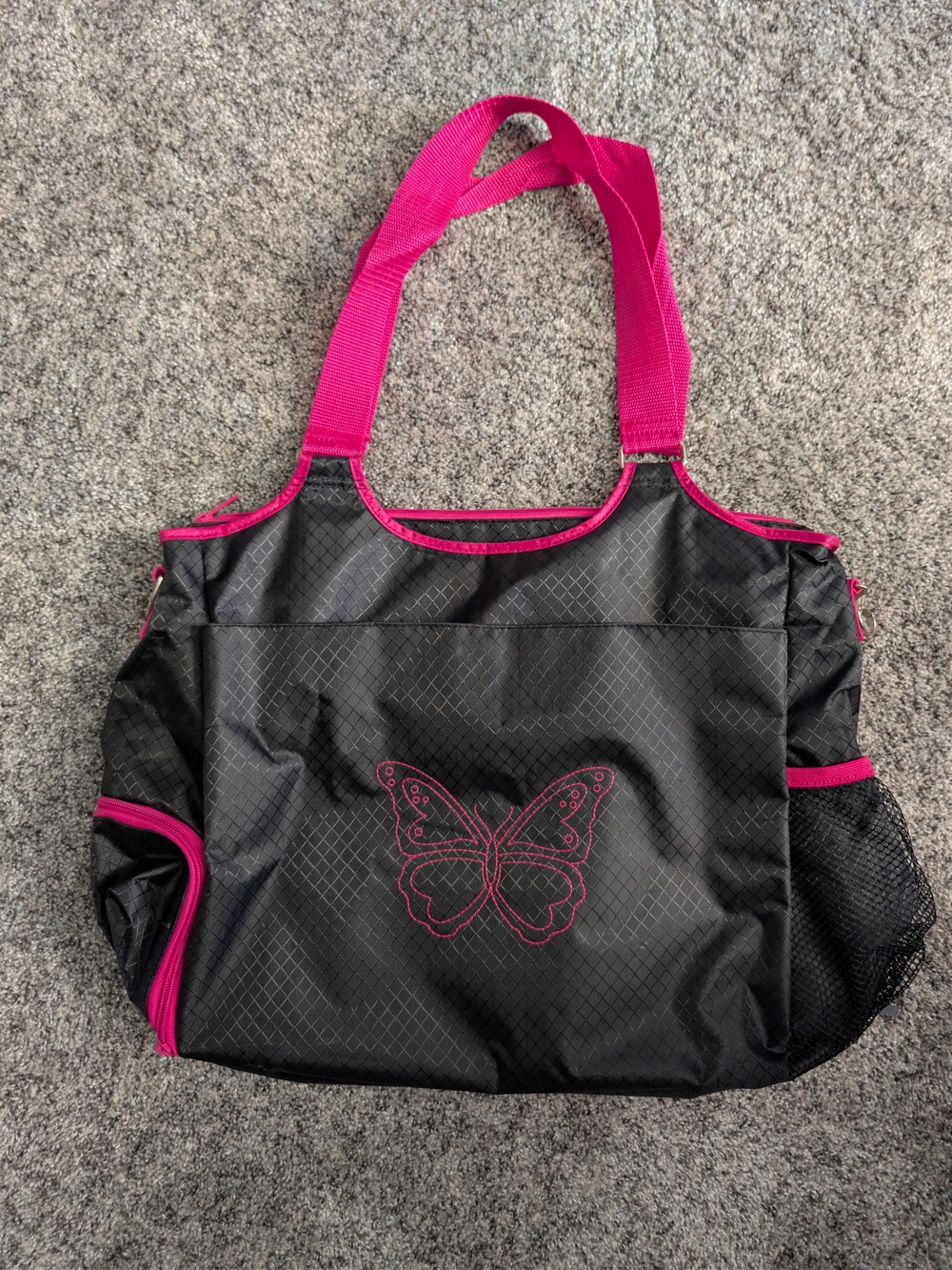 Black and Hot Pink Butterfly Tote Bag